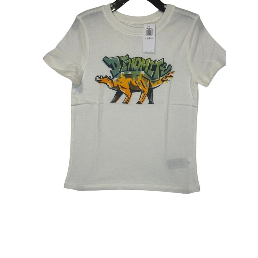 Kids Boys Old Navy White‎ Dinosaur Graphic T-Shirt Size 4T NWT